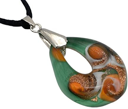 Drachensilber Pendentif en verre de Murano en forme de goutte avec boîte cadeau et certificat 3,5 x 2 cm