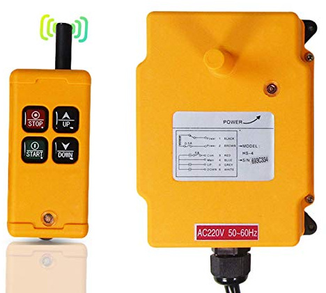 MXBAOHENG Fernbedienung kran Funk Drahtlose Kransteuerung 220V hochwertige Industrielle Fernbedienung HS-4 Elektrische Industrie kransteuerung für Windenhebekräne mit 1 Sender & 1 Empfänger