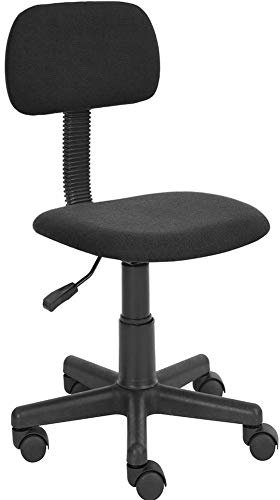 BAKAJI Sedia Poltrona Poltroncina Operativa Con 5 Ruote Piroiettanti Ufficio Cameretta Stanzetta in Tessuto Nero Regolabile Con Schienale Imbottito (Nero)