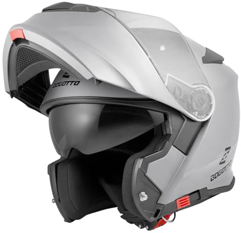 Bogotto V271 Motorrad Klapphelm, Silber, S