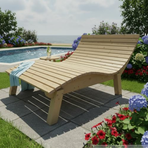 TUGA - Holztech Gartenliege Relaxliege Liege - Franzi (Fichte) Breite 140cm Einstiegshöhe 50cm