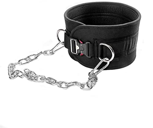 HemeraPhit Dip Belt with Chain Body Building Weight Lifting Weight Belt (Metal Buckle)