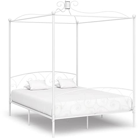 INLIFE Himmelbett-Gestell Weiß Metall 180 x 200 cm-4473