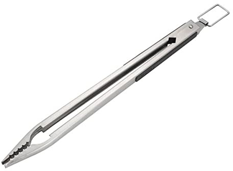 SANTOS Edelstahl Grillpinzette 41cm - Kochpinzette ideal für kleines Grillgut wie z.B Gambas & Gemüse - ergonomische Handhabung - rostfreier Edelstahl
