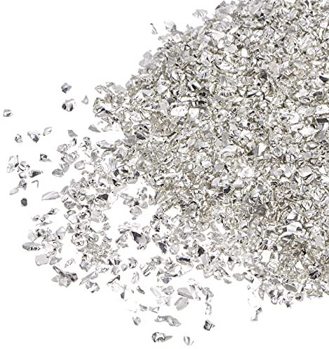 sourcing map 20g Crushed Glass Chips 1-3mm unregelmäßig metallisch Glitzerglas Silberton