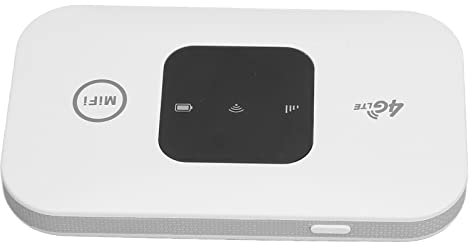 4G LTE WiFi Router Unlocked Hotspot, 150Mbps Wireless Device, Portable With 2100mAh Capacity, Connects Up to 10 Devices, Pocket-Sized (White)
