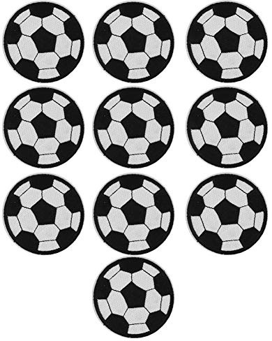 Flicken zum Aufbügeln Kinder, 10 Stück Fussball Stick Bügelflicken Aufnäher Applikationen zum Aufnähen Knie Hosenflicken, für Junge Kleidung Jacken Rucksäcke Jeans Patches
