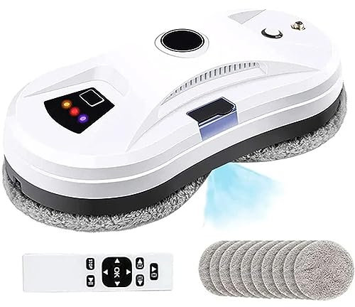 QJJML Robot Limpiacristales Automático, Robot Limpiacristales Inteligente con Pulverizador De Agua, Robot Limpiacristales Antigoteo De Alta Succión 5600pa para Ventanas, Azulejos, Baños