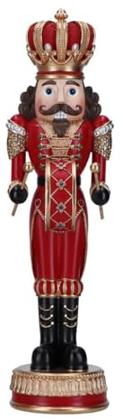 Timstor Nutcracker - Cascanueces de Navidad, 35,5 cm, poliresina, rojo y dorado