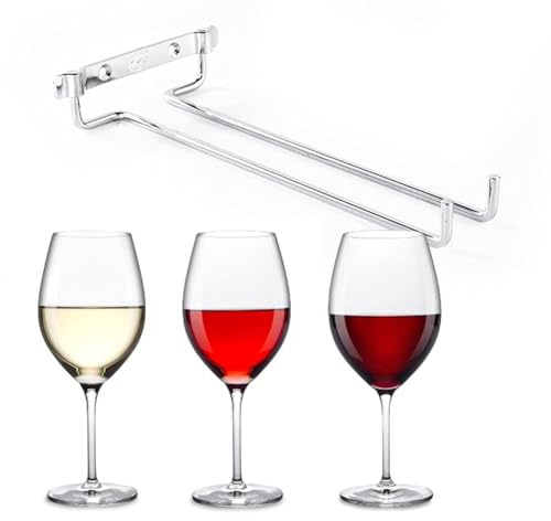 2 Stück Metall Weinglashalter, Weinglasregale, Wandmontierte Hängeregale, Weinglashalter Hängend, Gläserhalterung, Gläserschiene Halter, Weinglas Schiene zum umhängen Für Bar Restaurant Küche(Silber)