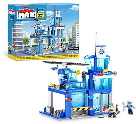 MAX Adventure Police Station Playset (318 Pieces) Building Bricks Toys for Kids 5+ Create Vehicles and More UNbox Discover, Major Brand Compatible