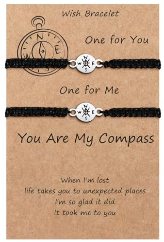 MANVEN Kompass Armband Partnerarmbänder Pärchen Armband Paare Geschenke | Valentinstag Weihnachten Jahrestag Geschenk Handgemacht Ich liebe dich Paar Armbänder für Sie Ihn Freunde Freundinnen