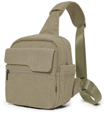 Cwatcun Small Canvas DSLR Sling Camera Bag - Water Resistant, Lightweight, Compatible with Nikon & Sony