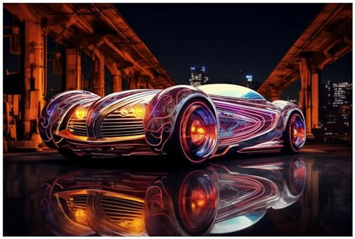 Wallario Wandbild aus Acryl, 60 x 90 cm, freischwebende Optik - Lichtspiel-Roadster