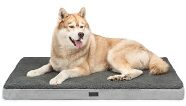 lionto Lit orthopédique pour Chiens, 112x81x8 cm, Coussin Robuste en Peluche Douce, Housse Lavable, antidérapant, imperméable, pour Petits et Grands Chiens et Chats, Gris