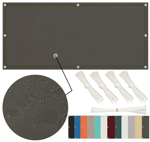 Balkon Sichtschutz Wetterfest 90x350cm, Sonnensegel Wasserdicht Sonnensegel Rechteckig mit Ösen Sonnensegel Balkon Sichtschutz Ohne Bohren Terrasse Sonnenschutz Segeltuch für Garten, Dunkelgrau