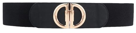XDGBGFN Ceinture élastique vintage pour femme avec boucle dorée pour femme, robe, jean et pantalon, Noir , taille unique