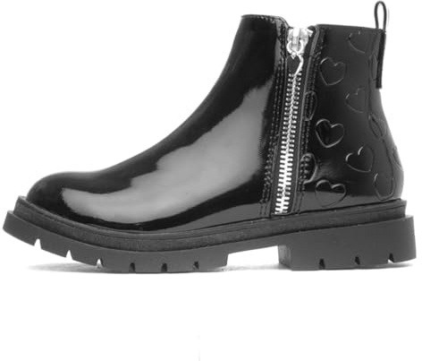Walkright Carla Girls Black Patent Heart Boot - Size 3 UK - Black