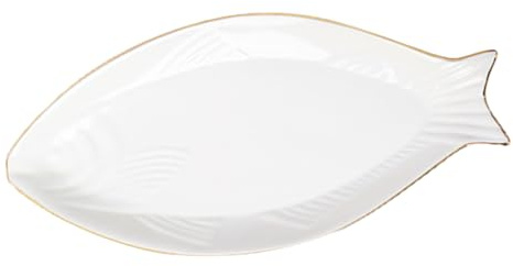 Cabilock Keramik Platte Für Fisch Fischplatte Aus Porzellan Servierplatte Für Sushi Und Dessert Keramikteller Mit Fischform Für Salat Und Steak Fischteller Für Hotel Und Restaurant