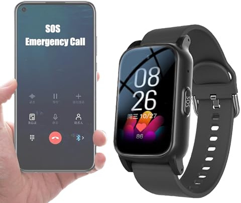 Weyot Montre Intelligente De Détection De Chute pour Personnes Âgées, Bracelet GPS pour Personnes Âgées avec SOS, Appel Vidéo HD, Appel Vocal HD Et Chargement Magnétique - Étanchéité IP67,Black