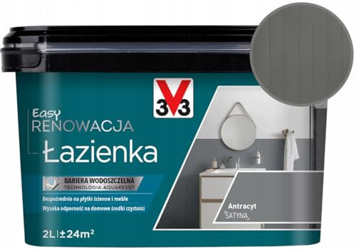 V33 Fliesenfarbe Badezimmer 2,0L – Anthrazit – Ohne Grundierung – Wasser- & Reinigungsmittelbeständig – Renovierung von Wandfliesen – hohe Deckkraft, strapazierfähig