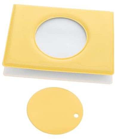 KOMBIUDA Fotokartenalbum 3 Zoll Mini-fotoalbum Spiegelähnlicher Runder Hohler Fotokartenordner Gelbes Fotokartenbuch Mit Taschen Für Fotosammlung