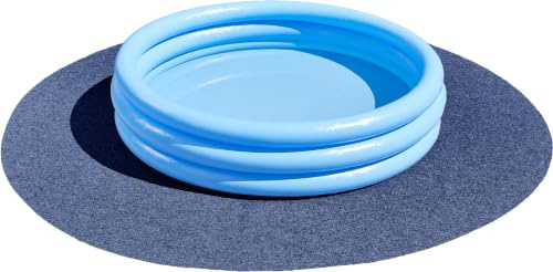 Misento Kunstrasen Easy, Poolunterlage rund, Outdoor Teppich - 195 cm, Blau | Nadelfilz Rasenteppich, wasserdurchlässig, Drainage-Noppen, 4mm, für Pool, Aufstellpool, Whirlpool