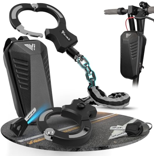 MIVELO E-Scooter Schloss extra sicher - Kettenschloss I Handschellenschloss für Elektroroller I Fahrradschloss hohe Sicherheit - Inkl. Halterung I Schloss E-Roller 8mm Kette (PRO, mit Tasche)