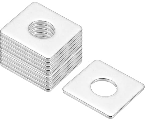 PATIKIL Arandelas Cuadradas M10x25x2mm, 24 Piezas Arandelas De Placa Cuadrada Arandelas De Soporte Cuadradas Placa De Soporte De Acero Inoxidable 304 Espaciador De Hardware Tuerca