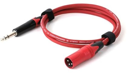 ROBAUN Câble de microphone XLR 3 broches vers jack 6,5 mm, câble auxiliaire TRS 6,35 mm/6,5 mm mâle vers XLR mâle for ampli audio professionnel(Rosso,0.29m)