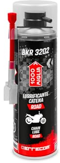 Errecom BKR 3202 Road und Motorräder Kettenschmiermittel, Resistent gegen Staub und Wasser, präziser Strahl ohne Spritzer, inkl. Huggie System + 90° Verlängerung, 500ml Aerosoldose