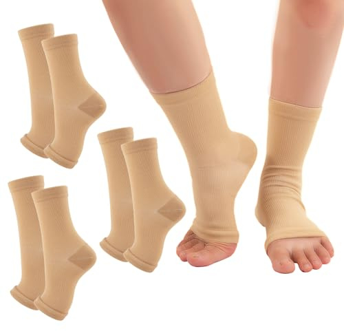WEESTAAMO 3 Paar Kompressionssocken Offene Zehen (15mmHg) - Unsichtbare Knöchelbandage Hautfarbe für Damen & Herren - Leichte Stützstrümpfe gegen Schwellung bei Arbeit, Reise & Alltag (L/XL)