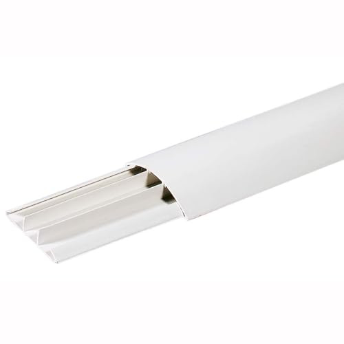 2 metri Canalina calpestabile a pavimento, larghezza 50mm, altezza 12mm, 3 scomparti, bianco, in tecnopolimero ad alta resistenza, fori per tasselli o fissaggio con adesivi, passacavo - Made in Italy