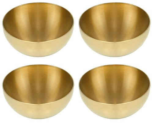 Sxutop 4 Pièces Bol Doré 15 cm en Acier Inoxydable Bol Ramen Coréen Doré Bols à Salade Bols Inox doré pour Salades Soupes Nouilles Riz Fruits (15 x 7 cm)