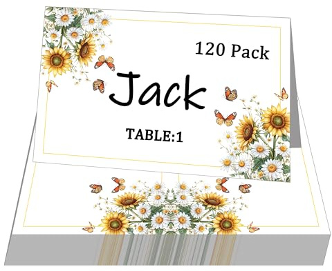 120 Pack Place Cards for Table Setting – 4 x 2.5 Table Name Card, Wildflowers Design Reserved Seating Signs for Weddings, Party, Events, Dinner Tables,Buffet | Reserved Seating Signs for Weddings, Parties, Events, Dinner Tables & Buffets, Floral Place Cards for Table Settings