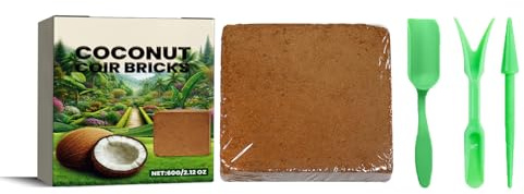 Kokosfaser für Pflanzen,Natürlicher Kokostorf,Gepresst Torffreie Erde,für Zimmerpflanzen,Balkonkästen,Gartenbeete,60G