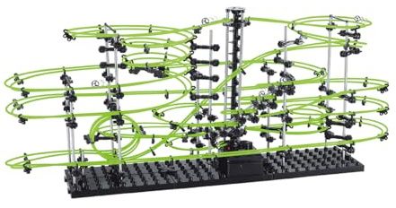 Space Rail Level 4 Kugelachterbahn Bausatz, 502 Teile Leuchtender Kugelbahn Baukasten Marble Run Set Selbstbau für Erwachsene