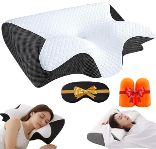 Generisch Dreamsleepz Kissen, Dream Sleepz Ergonomisches Nackenkissen Original, Kühler Und Atmungsaktiver, Konturierter Unterstützung Für Seiten, Rücken Und Bauchschläfer (Schwarz)
