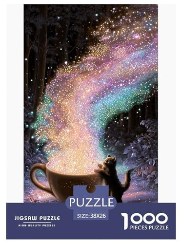 Tasse Éclatante au Chat Enchanté Puzzle 3D en Papier 38x26cm/1000pcs, – Jeux Créatifs & Relaxants, Éducatifs pour Enfants, Cadeau De Décoration