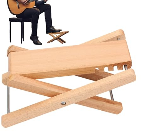 Gitarr Fotpall i Trä Portabelt Fotstöd Med 4 Justerbara Höjder