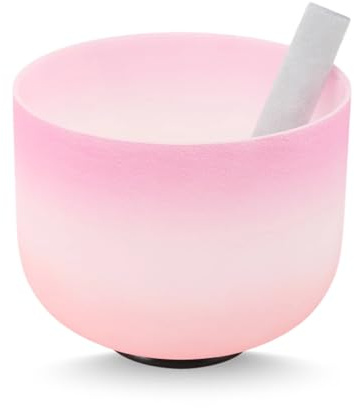 Mreryyse 8 in F Note Crystal Singing Bowl for Heart Chakra Healing, Pink | 99.99% Pure Quartz, Singing Bowl with Mallet, Quartz Singing Bowl for Meditation Sound Therapy Chakra Balancing