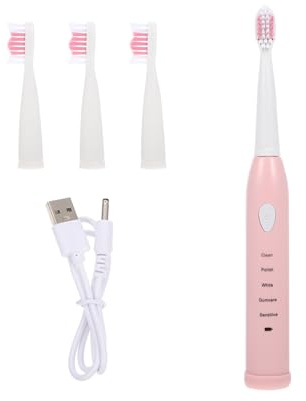 SAFIGLE Elektrische Kinderzahnbürste in Rosa mit Weichen Borsten und USB Aufladung 5 Modi Automatische Zahnreinigungsbürste Hautfreundlich für Kinder