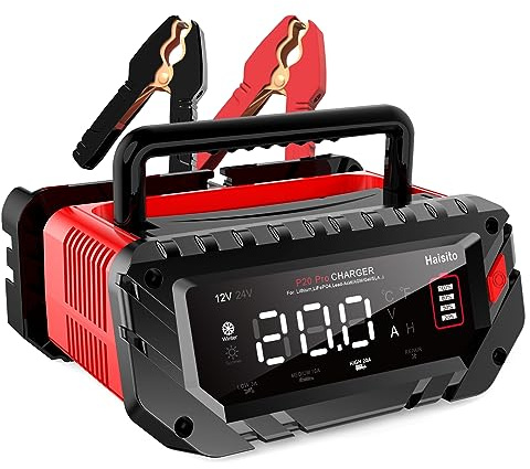 Haisito Battery Charger 20A 12V/24V LiFePO4 Lead Acid Fully Automatic Battery Maintainer, Car Battery Trickle Charger Automotive w/Battery Repair, Winter Mode, for AGM, STD, Gel, Deep Cycle Batteries