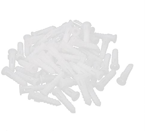 uxcell Plastic Wall Mounted Screws Anchor Expansion Nails White 6x30mm 60pcs