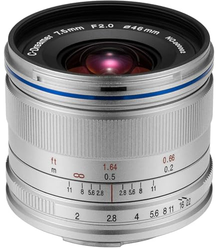 Laowa Ve7520mftstsil – 7,5 mm Objectif pour Micro 4/4 (16.9 MP, HD 720p) Couleur Argent