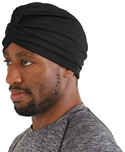 CHARM Turbantes para Mujer - Turbante Hombre Pañuelo Cabeza Sombrero Gorro Bandana Tela Arabe Verano Disfraz Negro