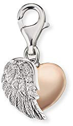Engelsrufer Damen Charm Anhänger With Love Herzflügel Bicolor aus Sterling Silber, Mit Zirkonia, Karabinerverschluss, Nickelfrei, Allergikerfreundlich