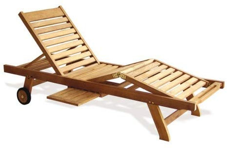Teako Design Gartenliege Enna wetterfest Teakholz massiv Auflage auswählen Creme