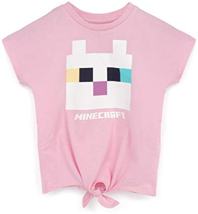 Minecraft T-shirt flickor kattunge framsida slips rosa spelare t-shirt barn gåva, Rosa, 7-8 År