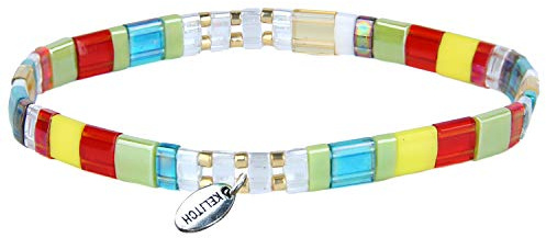 KELITCH Charm Stretch Armband för kvinnor Färgglada vänskapsarmband Candy Miyuki Tila Beaded Strand Armband